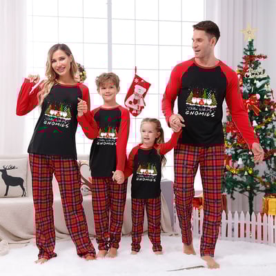 Black Red Plaid Chillin With My Gnomies Matching Christmas Family PJs 