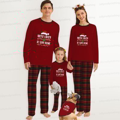 Funny Christmas Quote Red Matching Pajama Set for Family & Pets