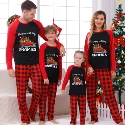 Red Truck Gnomes Christmas Matching Family Pajamas