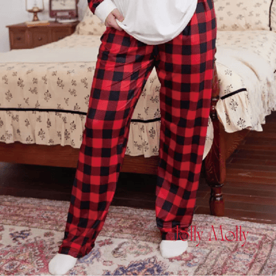 Christmas Red Plaid Pajama Pants With Pockets