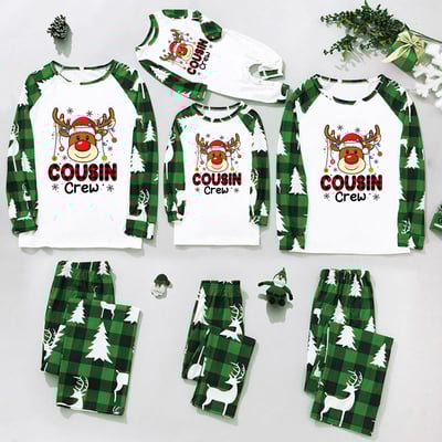 Cousin Crew Green Christmas Family Matching Pajamas Holiday Set