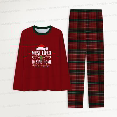 Funny Christmas Quote Red Matching Pajama Set for Family & Pets