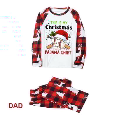 This Is My Christmas Baseball Pajama Family PJs Red Plaid Reindeer