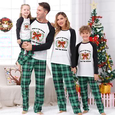 Jesus Is the Reason for the Season Green Plaid Family Christmas Pajama