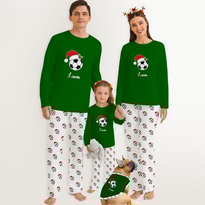 Personalized Christmas Soccer Ball Family Matching Pajamas