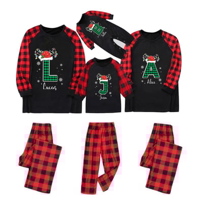 Personalized Christmas Monogram Red Family Matching Pajamas
