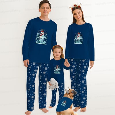 Let It Snow Matching Family Christmas Pajamas Set For Family and Pet