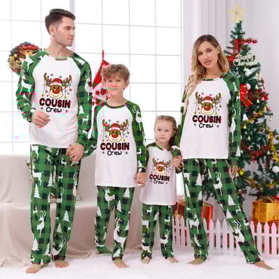 Cousin Crew Green Christmas Family Matching Pajamas Holiday Set