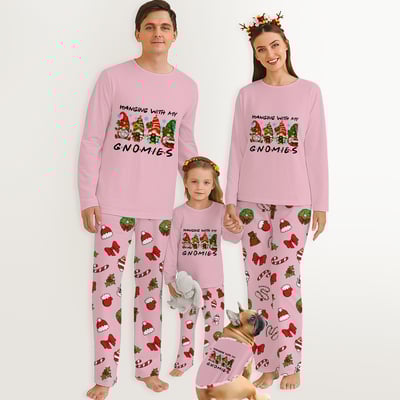 Pink Gnomies Family Matching Christmas Pajamas