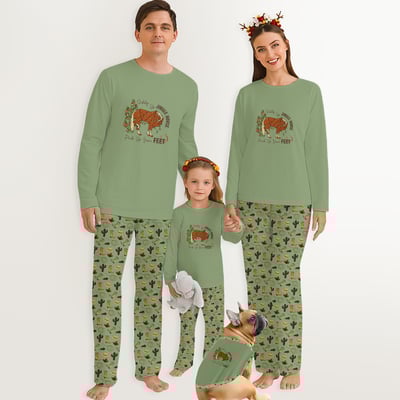 Giddy Up Jingle Horse Western Family Matching Pajamas Green