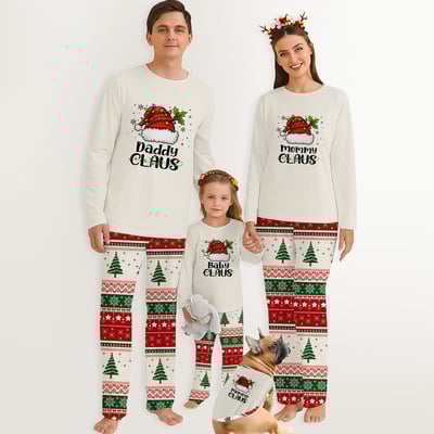 Custom Family Matching Christmas Sleepwear with Personalized Claus Prints