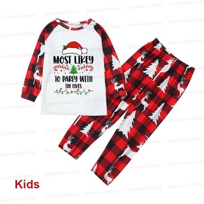 Funny Christmas Quote Red Reindeer Plaid Matching Family Pajamas