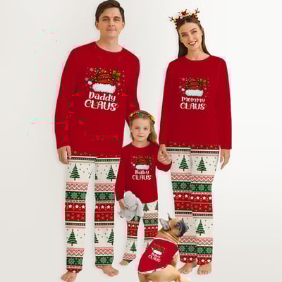 Personalized Red Family Christmas Claus Pajama Set