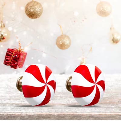 Festive Peppermint Candy Cabinet Knobs 10pcs 