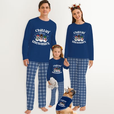 Winter Snowman Loungewear Family  Christmas Matching Set Navy