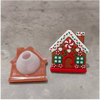 10 Pcs Christmas Button Covers Gingerbread House Shape