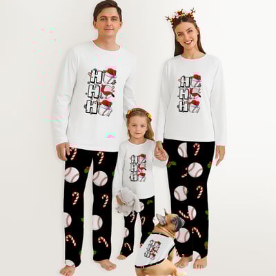 Ho Ho Ho Baseball Family Matching Christmas Pajamas