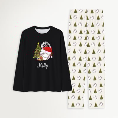Custom Name Baseball Family Matching Christmas Pajamas