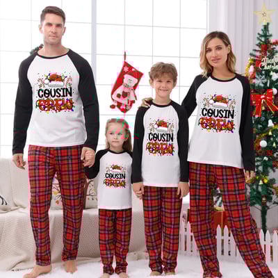 White Black Cousin Crew Christmas Family Matching Pajamas Set