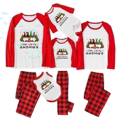 Chillin With My Gnomies Christmas Family Matching Pajamas Red Buffalo Plaid