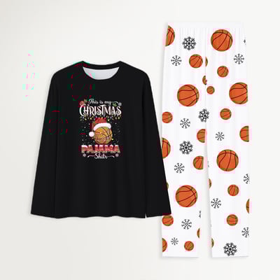 This Is My Christmas Pajama Basketball Matching Family Black Set