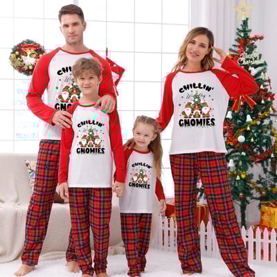 Chillin With My Gnomies Santa Christmas Matching Family PJs