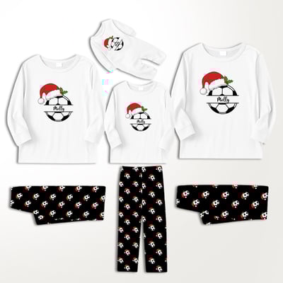Custom Name Christmas Soccer Ball Family Matching Pajamas