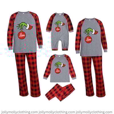 Grinch Hand Ornament Matching Family Christmas Pajamas