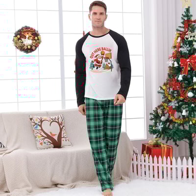 Santa Basketball Family Matching Christmas Pajamas Plaid Set 