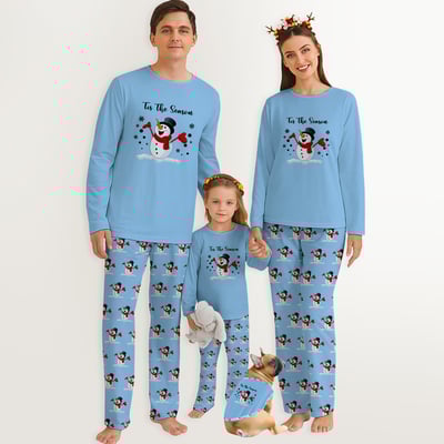 Tis The Season Blue Snowman Family Matching Christmas Pajamas