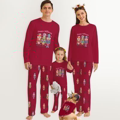 Nutcracker Family Matching Christmas Pajamas Pink Set 