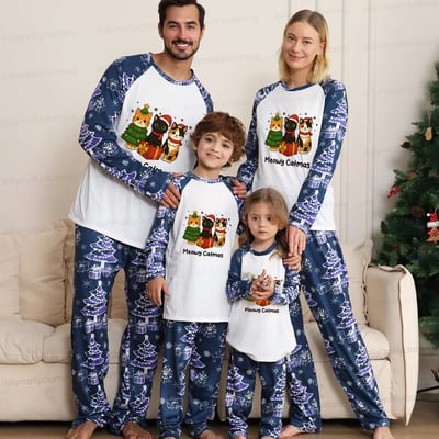 Blue Meowy Catmas Cat Squad Family Holiday Pajamas