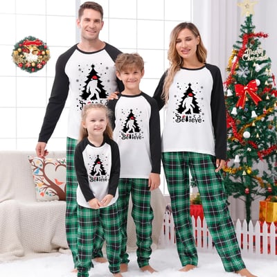 Believe Bigfoot Family Matching Christmas Pajamas 