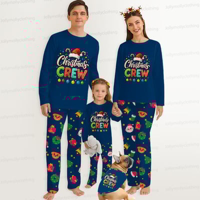 Christmas Crew Navy Blue Matching Pajama Set for Family & Pet