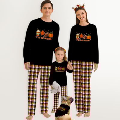 Tis The Season Thanksgiving Football Family Pajamas 