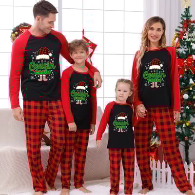 Cousin Crew Red Plaid Family Christmas Pajamas Matching Holiday Outfits