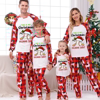 This Is My Christmas Baseball Pajama Family PJs Red Plaid Reindeer