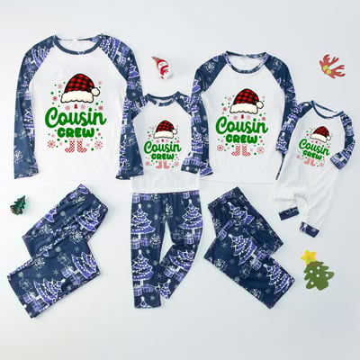 Cozy Cousin Crew Family Christmas Pajamas Blue Holiday Matching Set