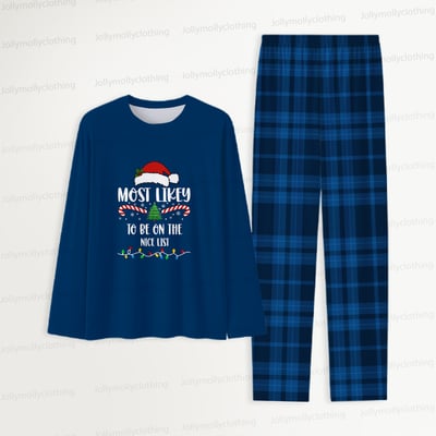 Christmas Quote Blue Matching Pajamas for the Whole Family