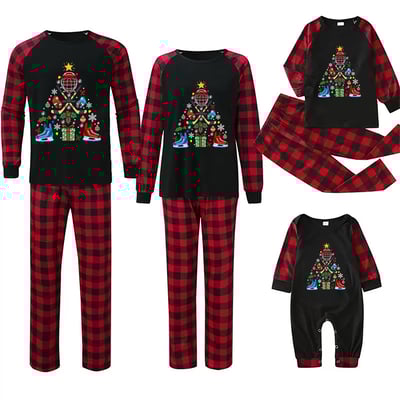 Hockey Equipment Christmas Tree Family Matching Pajamas Red Plaid