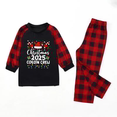 Cousin Crew Christmas PJs for Family and Pet Black & Red Plaid