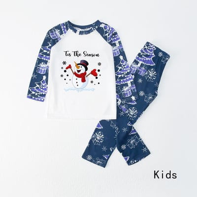 Family Matching Christmas Pajamas Tis The Season Snowman Navy