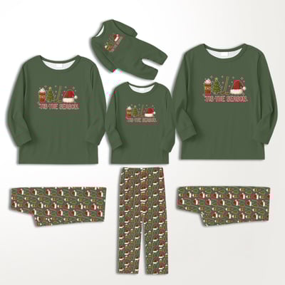 Hockey Christmas Family Matching Pajamas Tis The Season Green Set