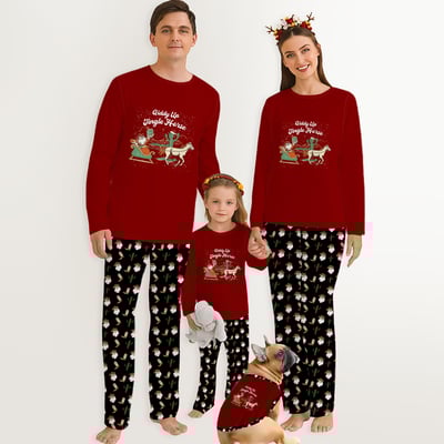 Giddy Up Jingle Horse Western Cowboy Family Matching Pajamas