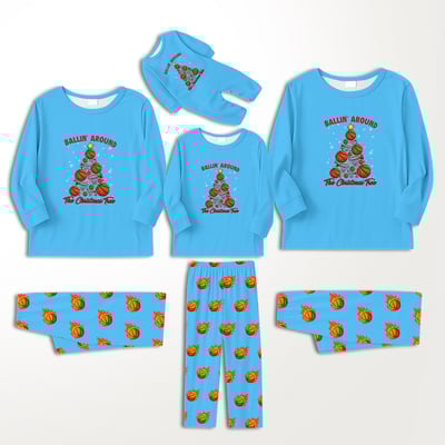Basketball Family Christmas Pajamas Matching PJs for Men Women Kids and Dog Copy