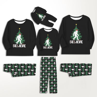 Bigfoot Believe Family Matching Christmas Pajamas