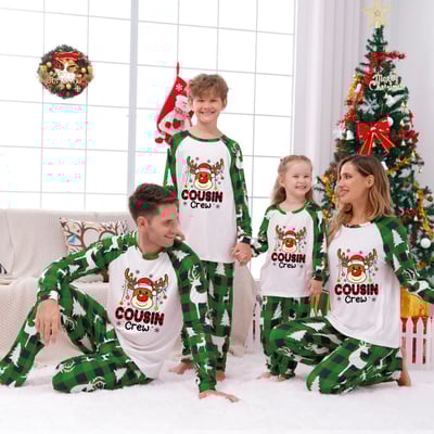 Cousin Crew Green Christmas Family Matching Pajamas Holiday Set