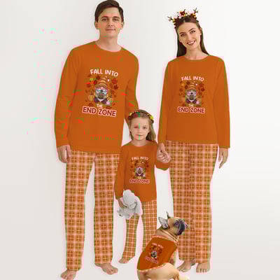 Orange Football Gnome Thanksgiving Family Matching Pajamas