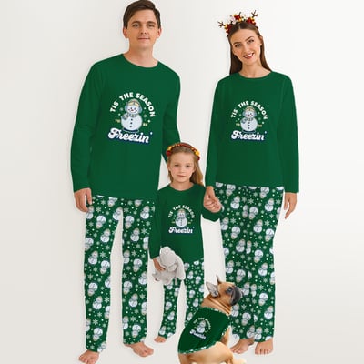 Family Matching Christmas Pajamas Tis The Season To Be Freezin Green