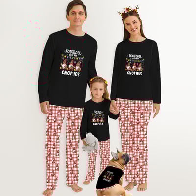 Football With My Gnomies Christmas Family Matching Pajamas